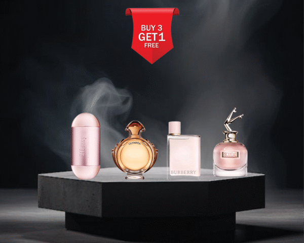 For women ( buy 3 perfumes and get 1 free for 2600 instead of 3200 )